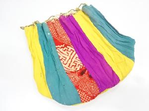 アンティーク　江戸縮緬パッチワーク巾着